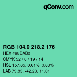 カラーコード: RGB 104.9 218.2 176 | qconv.com