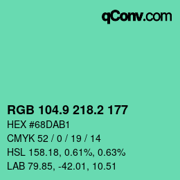 カラーコード: RGB 104.9 218.2 177 | qconv.com
