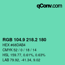 カラーコード: RGB 104.9 218.2 180 | qconv.com
