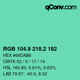 カラーコード: RGB 104.9 218.2 182 | qconv.com