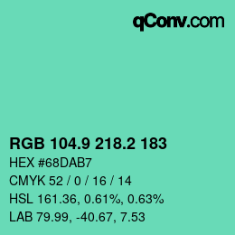 カラーコード: RGB 104.9 218.2 183 | qconv.com