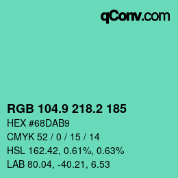 カラーコード: RGB 104.9 218.2 185 | qconv.com