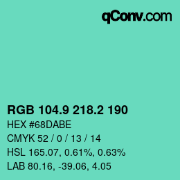 カラーコード: RGB 104.9 218.2 190 | qconv.com