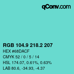 Color code: RGB 104.9 218.2 207 | qconv.com