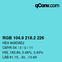 Color code: RGB 104.9 218.2 226 | qconv.com
