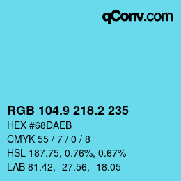 カラーコード: RGB 104.9 218.2 235 | qconv.com