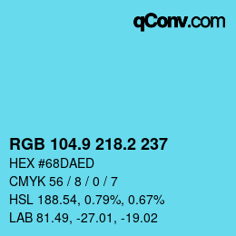 Color code: RGB 104.9 218.2 237 | qconv.com