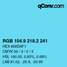 Color code: RGB 104.9 218.2 241 | qconv.com