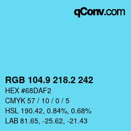 Color code: RGB 104.9 218.2 242 | qconv.com