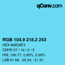 カラーコード: RGB 104.9 218.2 243 | qconv.com