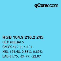 Color code: RGB 104.9 218.2 245 | qconv.com