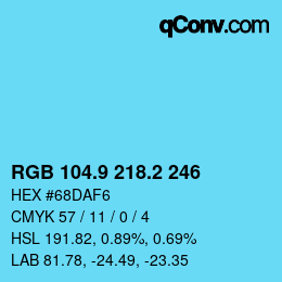 Color code: RGB 104.9 218.2 246 | qconv.com
