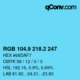 Color code: RGB 104.9 218.2 247 | qconv.com