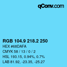 Color code: RGB 104.9 218.2 250 | qconv.com