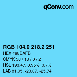 Color code: RGB 104.9 218.2 251 | qconv.com