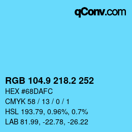 Color code: RGB 104.9 218.2 252 | qconv.com