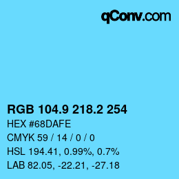 Color code: RGB 104.9 218.2 254 | qconv.com