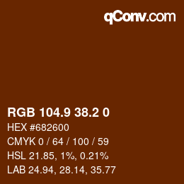 Color code: RGB 104.9 38.2 0 | qconv.com