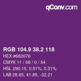 カラーコード: RGB 104.9 38.2 118 | qconv.com