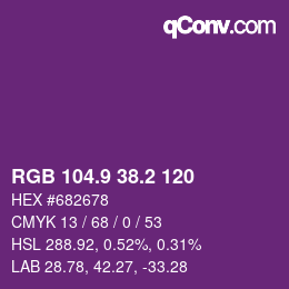 カラーコード: RGB 104.9 38.2 120 | qconv.com