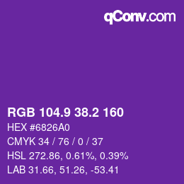 カラーコード: RGB 104.9 38.2 160 | qconv.com
