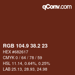 カラーコード: RGB 104.9 38.2 23 | qconv.com