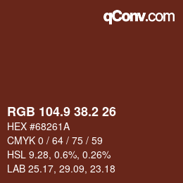 カラーコード: RGB 104.9 38.2 26 | qconv.com