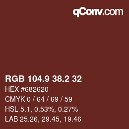 カラーコード: RGB 104.9 38.2 32 | qconv.com