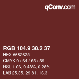 カラーコード: RGB 104.9 38.2 37 | qconv.com