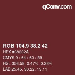 カラーコード: RGB 104.9 38.2 42 | qconv.com