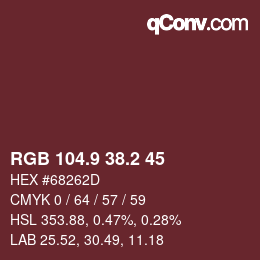 Color code: RGB 104.9 38.2 45 | qconv.com