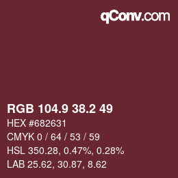 Color code: RGB 104.9 38.2 49 | qconv.com