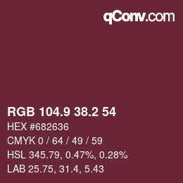 Color code: RGB 104.9 38.2 54 | qconv.com