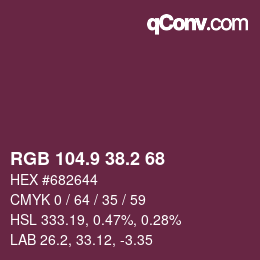 Farbcode: RGB 104.9 38.2 68 | qconv.com