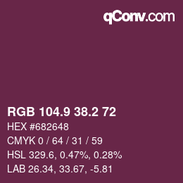 カラーコード: RGB 104.9 38.2 72 | qconv.com