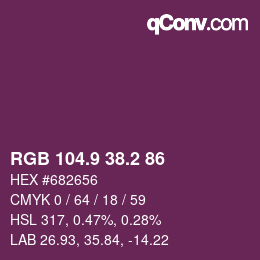 カラーコード: RGB 104.9 38.2 86 | qconv.com