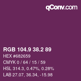 カラーコード: RGB 104.9 38.2 89 | qconv.com