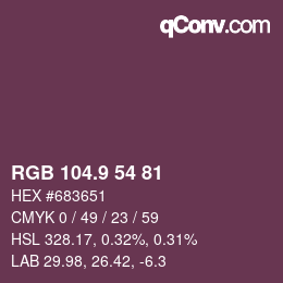 カラーコード: RGB 104.9 54 81 | qconv.com