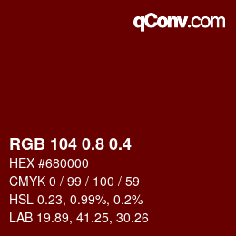 カラーコード: RGB 104 0.8 0.4 | qconv.com