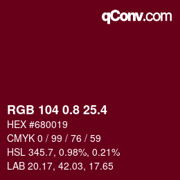 カラーコード: RGB 104 0.8 25.4 | qconv.com