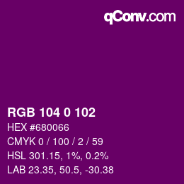 カラーコード: RGB 104 0 102 | qconv.com