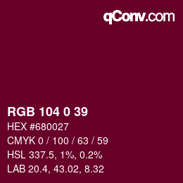 颜色代码: RGB 104 0 39 | qconv.com