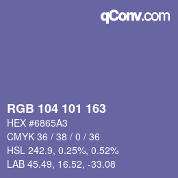 Color code: RGB 104 101 163 | qconv.com