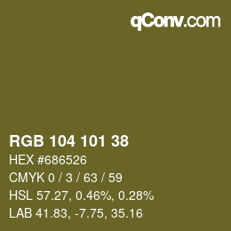 Color code: RGB 104 101 38 | qconv.com