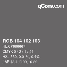 Color code: RGB 104 102 103 | qconv.com