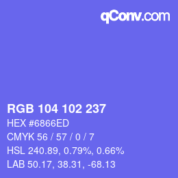 Color code: RGB 104 102 237 | qconv.com