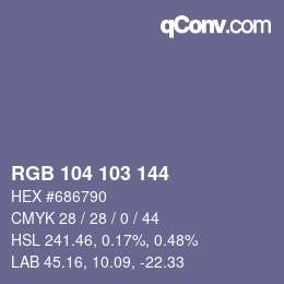颜色代码: RGB 104 103 144 | qconv.com