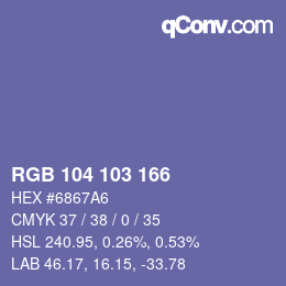 Color code: RGB 104 103 166 | qconv.com