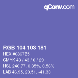 Color code: RGB 104 103 181 | qconv.com