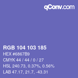 Color code: RGB 104 103 185 | qconv.com